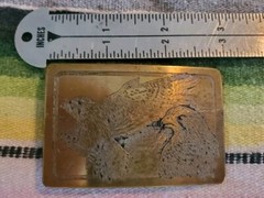 Vintage Belt Buckle Ampersand Brass Engraved Hawk Bird Design Kalamazoo, MI