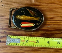 Von West USA Vintage Gold Fishing Lure Belt Buckle Mens Fly Fisherman