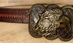 Harley Davidson USA Eagle Belt Buckle & A Size 42 Leather Belt. Length 48”
