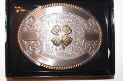 Crumrine Trophy Buckle Oval 4H Clover Ribbons Belt Buckle 38636
