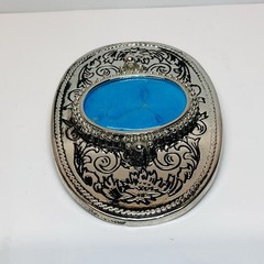 Turquoise Stone Silver Western Country Unisex Engrave Design Belt Buckle