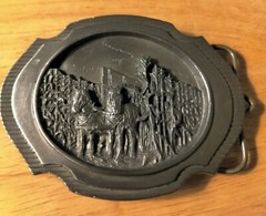 1989 Belt Buckle Corn Picking Iowa Premium Specialty CO. Pewter