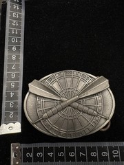 Vintage 1984 Bergamot Brass Works belt buckle dartboard and crossed dart RARE