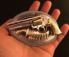 (MADE BY ORDER) BUCKLE HANDMADE STAINLESS STEEL WESTERN STYLE GUN PYTHON #3