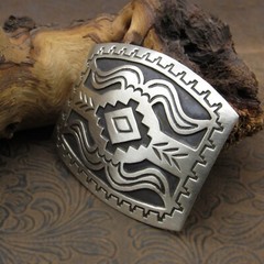 Sterling Silver Overlay Satin Finished Belt Buckle