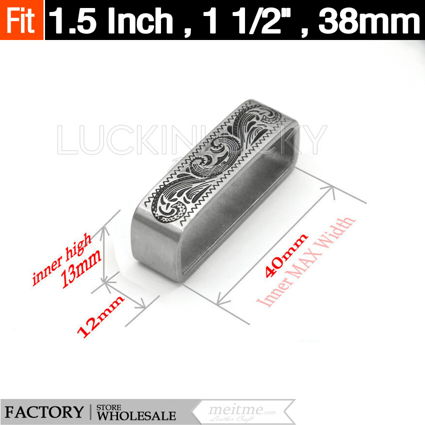 1 Pcs -Patterned loop Stainless Steel Belt Buckle – loop Belt Buckle Keeper 1.5