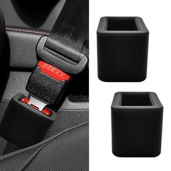 2-Pack Silicone Safety Belt Buckle Holder & Booster | Non-Slip Buckle Black