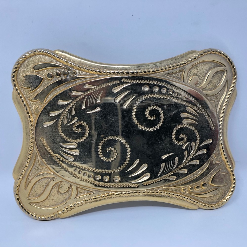 Crosses Flowers Tattoo Belt Plated Buckle Swirls Leaves Western Cowboy Rancher