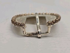 DALE CHAVEZ DESIGN BY VTG BELT BUCKLE SILVER W/COPPER EDGE 2.75&Prime; X 2.25&Prime; SIGNED
