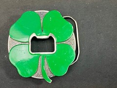 Four Leaf Clover Shamrock Cut Out Lucky Novelty Belt Buckle And Bottle Opener