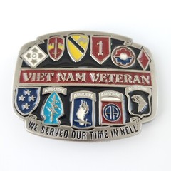 NEW Vietnam Veteran Enamel « We Served Our Time in Hell » Made in USA Belt Buckle