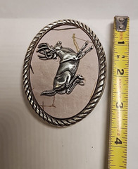 Nocona Belt Buckle Camo Deer Rope Edge Silver Tone Oval Leaping White Tail