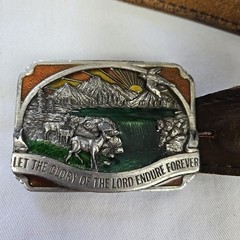VTG 1983 Siskiyou Belt Buckle Let The Glory Of The Lord Endure Forever Paradise