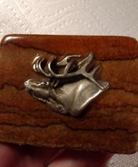 HANDMADE Elk MENS BELT BUCKLE CASUAL Blemished chipped Hunters Deer