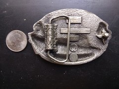 US Navy Vintage Bergamot Brass Works Heavy Belt Buckle 1981 Ship Flag Free S&H