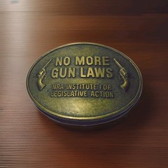 NRA VINTAGE « NO MORE GUN LAWS » BELT BUCKLE-SEE PICTURES