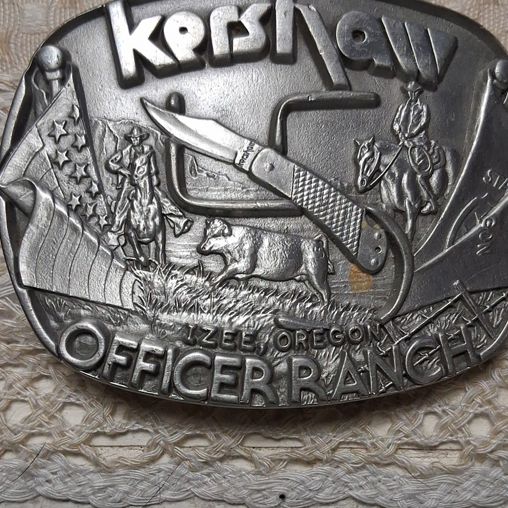 The Great American Buckle Co Officer Ranch Fine Pewter Western Belt Buckle 1.75&Prime;