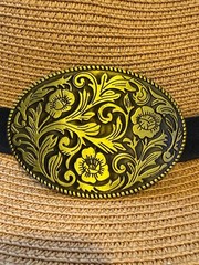 Antiqued Bronze Classic Cowboy Floral Pattern Belt Buckle