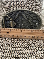 Vintage Brass Western Moth Belt Buckle: Metal Skull Insect, Goth Punk Jewelry Ya