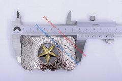 WESTERN COWBOY COWGIRL SLIVER GLOD TEXAS RANGER STAR RODEO TROPHY BELT BUCKLE