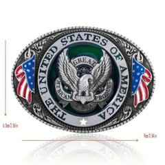 United States of America Bald Eagle Belt Buckle, Flag Red, White & Blue, USA