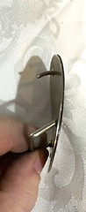 Belt Buckle VTG Mexico Metal Red Rose Wood Mother of Pearl Inlaid