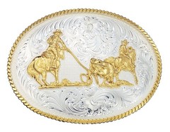 Montana Silversmiths Western Belt Buckle Large Team Ropers 2130