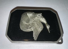 Vintage Bill Callahan Wildlife in Pewter Silver Bird Dog Belt Buckle Duck