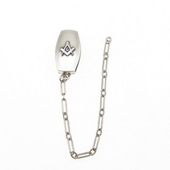 Hickok Quality Sterling Silver Antique Enamel Masonic Pocket Watch Loop Chain