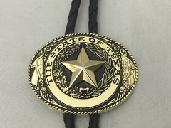 3 piece set Texas Seal Set: Belt Buckle, Bolo and Key Ring (Gold)