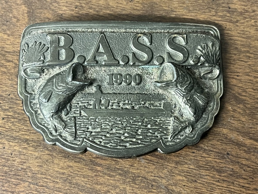 Vintage B.A.S.S. Bass Anglers Sportmans Society Belt Buckle 1990