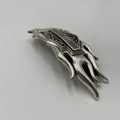 Vintage Y2K Belt Buckle HARLEY DAVIDSON Motorcycle Flames Chrome Metal Western