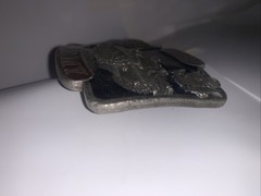 US ARMY TANK Flag Eagle Pewter BELT BUCKLE Made USA machines ,Man Steel & Pride