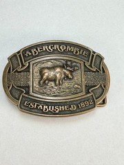 Vintage Abercrombie & Fitch Moose Belt Buckle Established 1892 Heritage