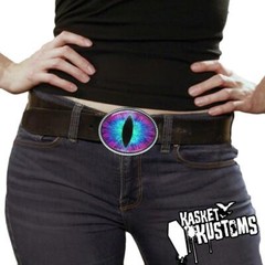 Purple Monster Eyeball Belt Buckle – Halloween Taxidermy Cosplay Buckle – 94-E