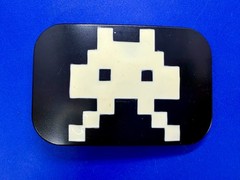 Video Game Arcade Icon Character Black & White Pixilated Pattern Belt Buckle