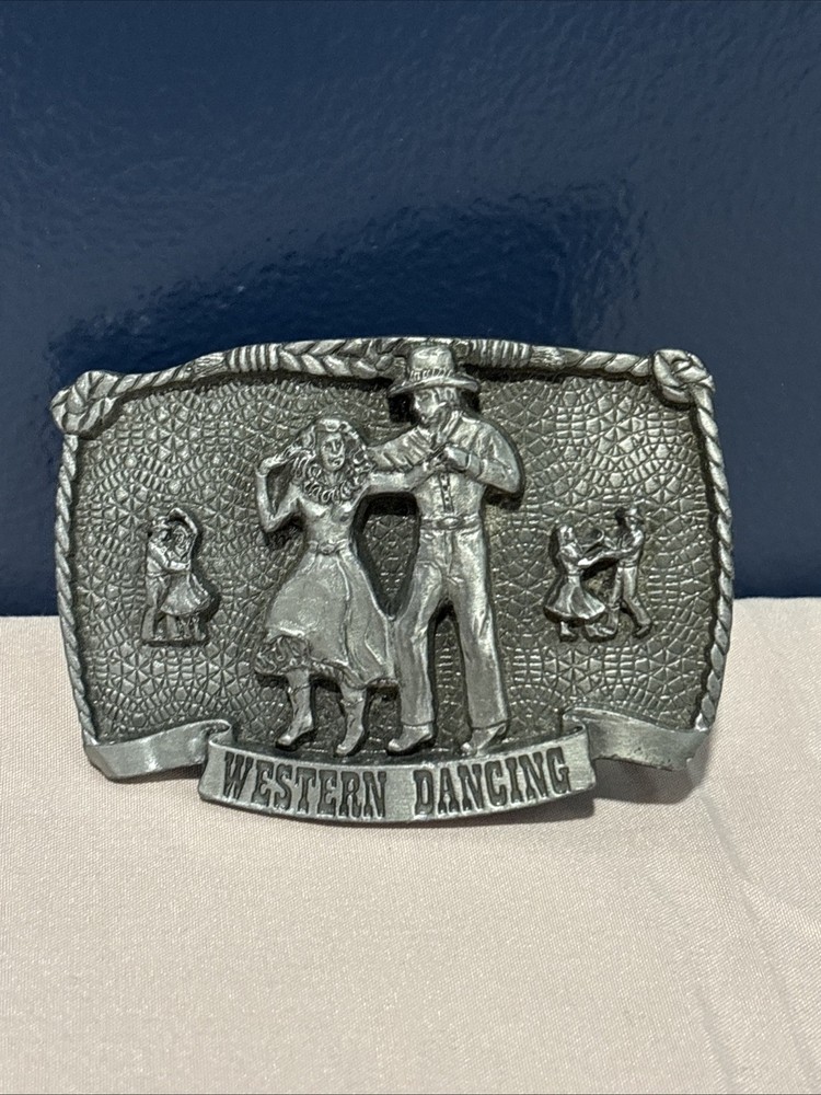 Vintage Pewter Western Dancing Belt Buckle Buckles of America Masterpiece Coll.