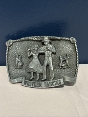 Vintage Pewter Western Dancing Belt Buckle Buckles of America Masterpiece Coll.