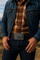New Men Silver Metal Buckle Western Fashion Bull Long Horns Texas Cow Oval Shape