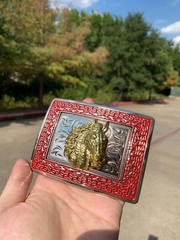 Western Buckle Gold Silver Red Horse Head Cowboy Buckle 2 » Hebilla Vaquero