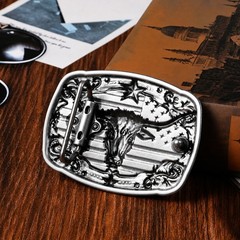 Cow Head Star USA Flag Western Belt Buckle for Men Women Vintage Cowboy Cowgirl