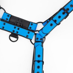 ZZRBVFH Men‘s Leather Harness PU Suspenders Shoulder Belt adjustable, Blue