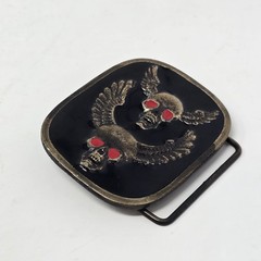 Craftmaster Industires Double Skull With Wings & red Eyes Belt Buckle Metal