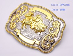 Men Bull Ride Rodeo Flower Huge Rodeo Big Western Cowboy Gold Silver Belt Buckle
