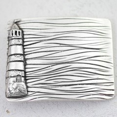 Rectangular belt buckle with lighthouse in buckle for leather belt DIY