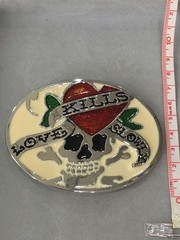 Ed Hardy Skull Belt Buckle « LOVE KILLS Slowly » White Men&rsquo;s Fashion New Japan