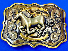 Running Horse Mustang Award Trophy Style Large HUGE Rodeo Cowboys Belt Buckle