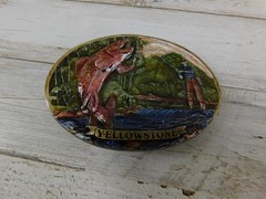Vtg 1987 Yellowstone Colorado Silver Star Pewter Belt Buckle Made In USA Angler