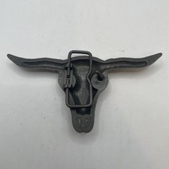 Vtg 1970s Large Ox Bull Longhorn Skull Western Cowboy Biker Brass Belt Buckle
