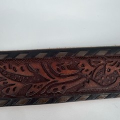 Ariat Embossed Leather Tooled Buckle Belt – Western Dark Brown